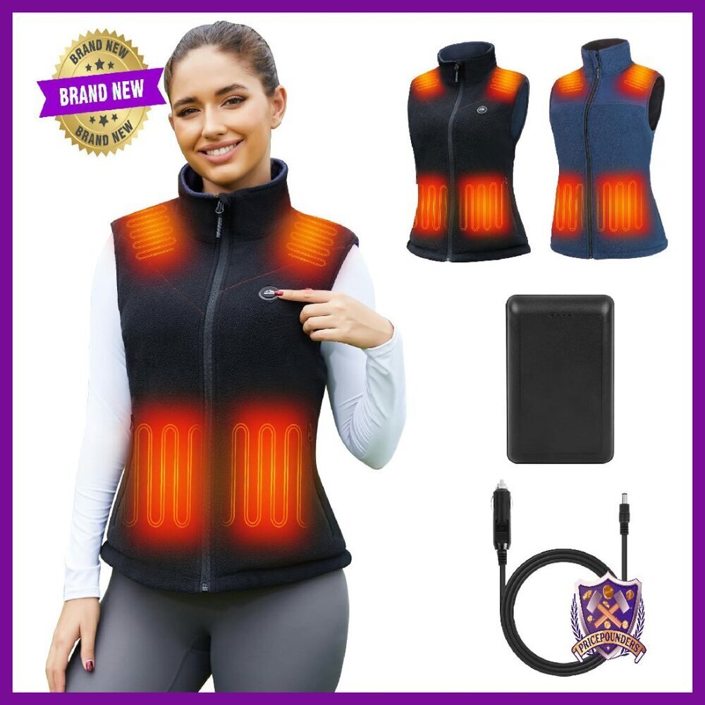 Reversible Heated Vest with Battery Pack, 12V Car Adapter, Fleece